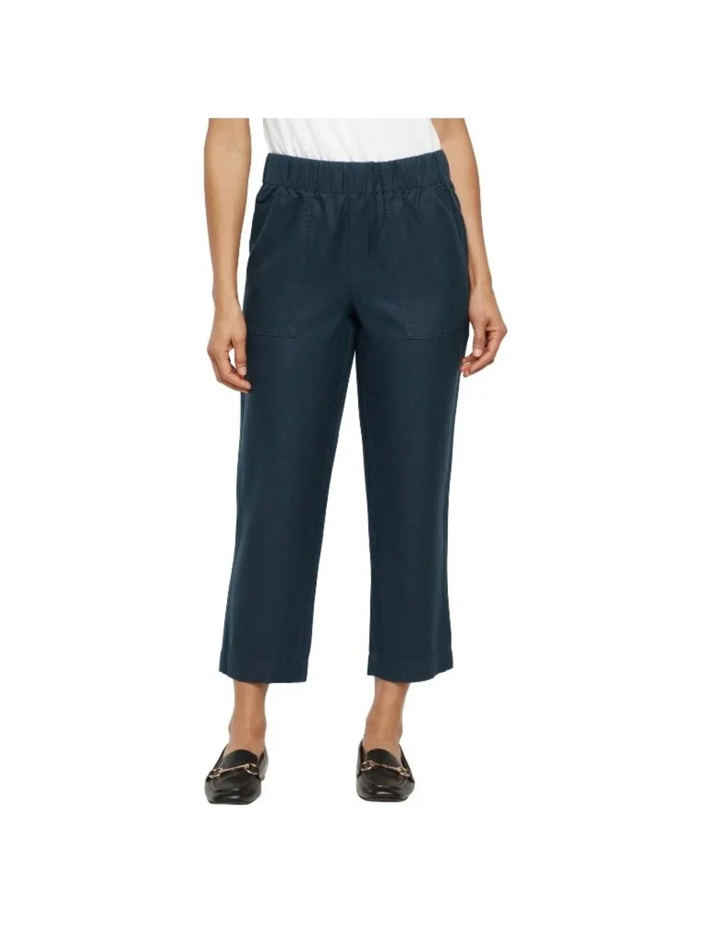 NWOT Banana Republic Women's XL Navy Blue Linen-Blend Cropped Pants B1734